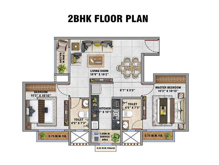 Satyam Le 36 Kharghar - 1 BHK Floor Plan