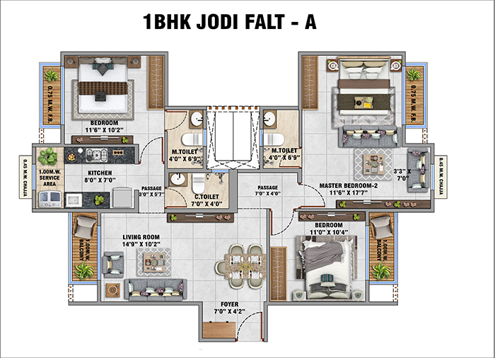 Satyam Le 36 Kharghar - 2 BHK Floor Plan