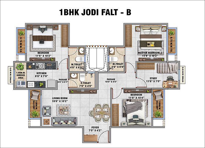 Satyam Le 36 Kharghar - 3 BHK Floor Plan